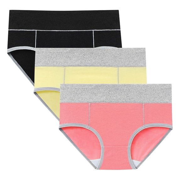 3pcs Washable Absorbent Underwear for Women High Waist Panties Cotton Period Briefs Plus Size Menstrual Underpants