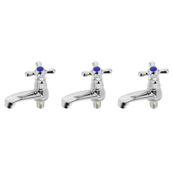 3pcs Water Faucet Bathroom Sink Tap Basin Mixer Tap Single Lever Basin Faucet Cross Handle for Bathroom Kitchen