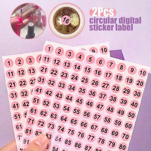3pcs Waterproof Numbered Nail Art Stickers - Self-Adhesive Gel Polish Labels 1-100 for Creative Nail Designs