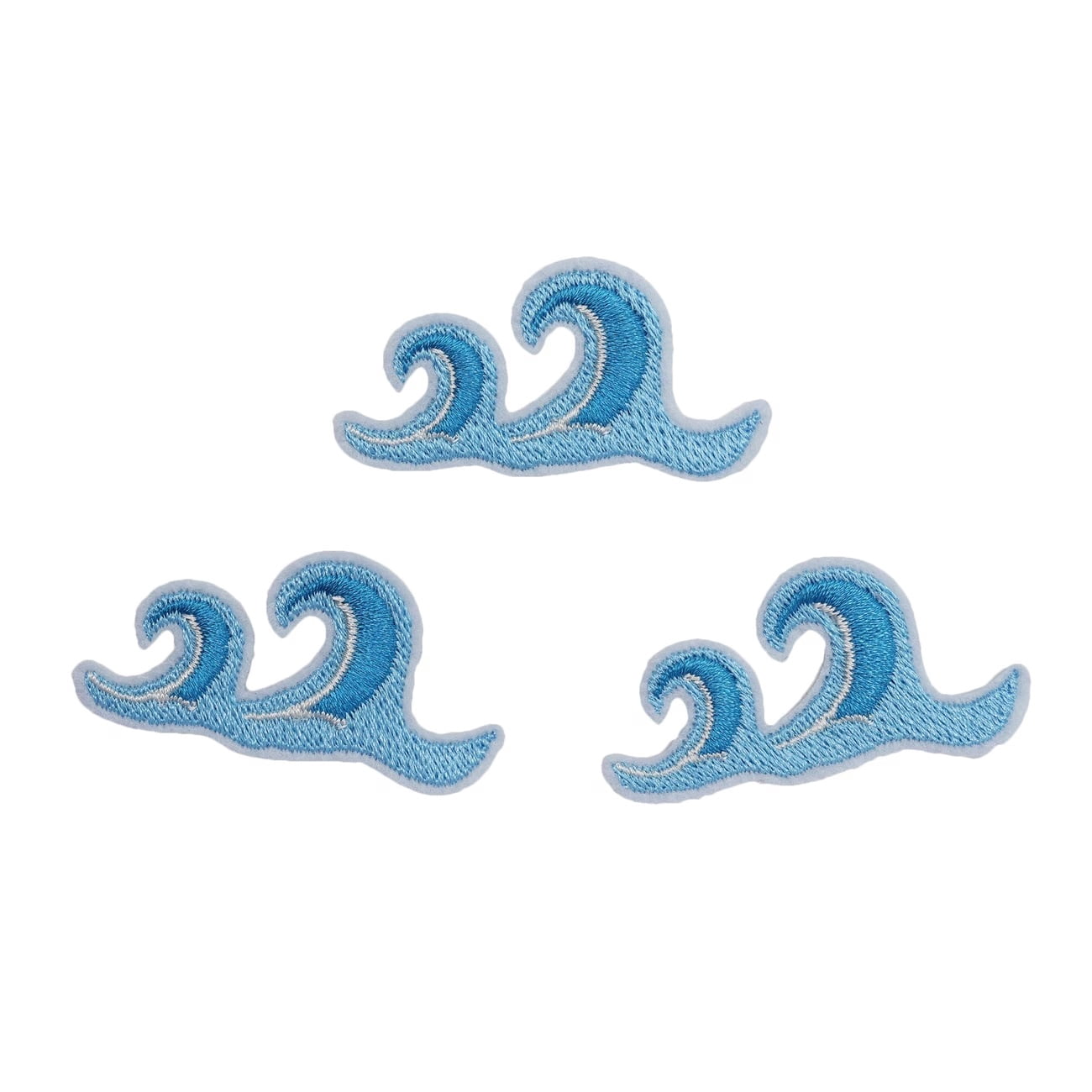 3pcs Wave Embroidery Hot Melt Adhesive Patches for Clothing, Hats, Bags, Shoes, and Socks - Iron-On Repair Patches