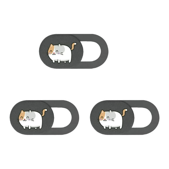 3pcs Webcam Covers Slide Cartoon Kitten Camera Covers for Laptop PC Cellphone Web Camera Privacy Protector Sticker