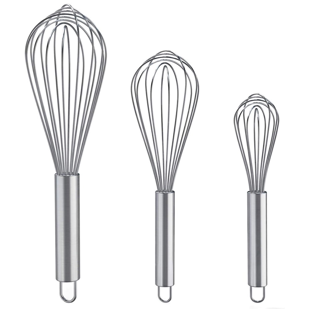 3pcs Whisks for Cooking, Stainless Steel Whisk for Blending, Whisking