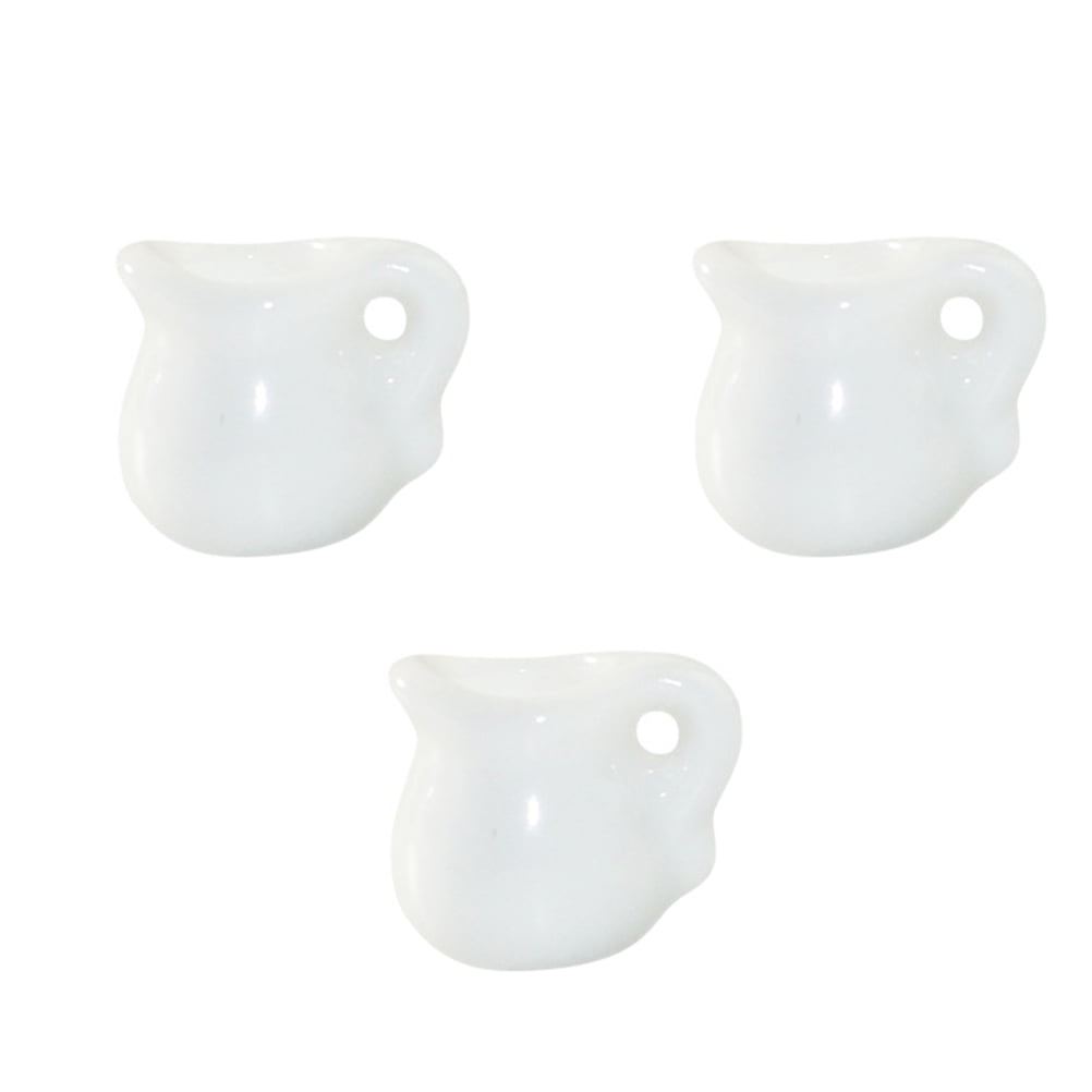 Koolleo 3pcs Miniature Milk Jug Models Mini Ceramic Sauce Jugs Doll