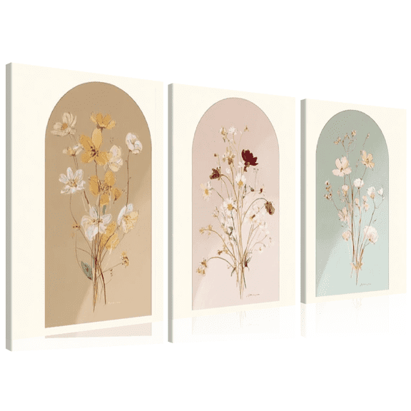 3pcs Wildflowers Floral Canvas Print Wall Art Minimalist Modern for Living Room Bedroom Decoration Mother's Day Gifts, Home, Dorm Decor