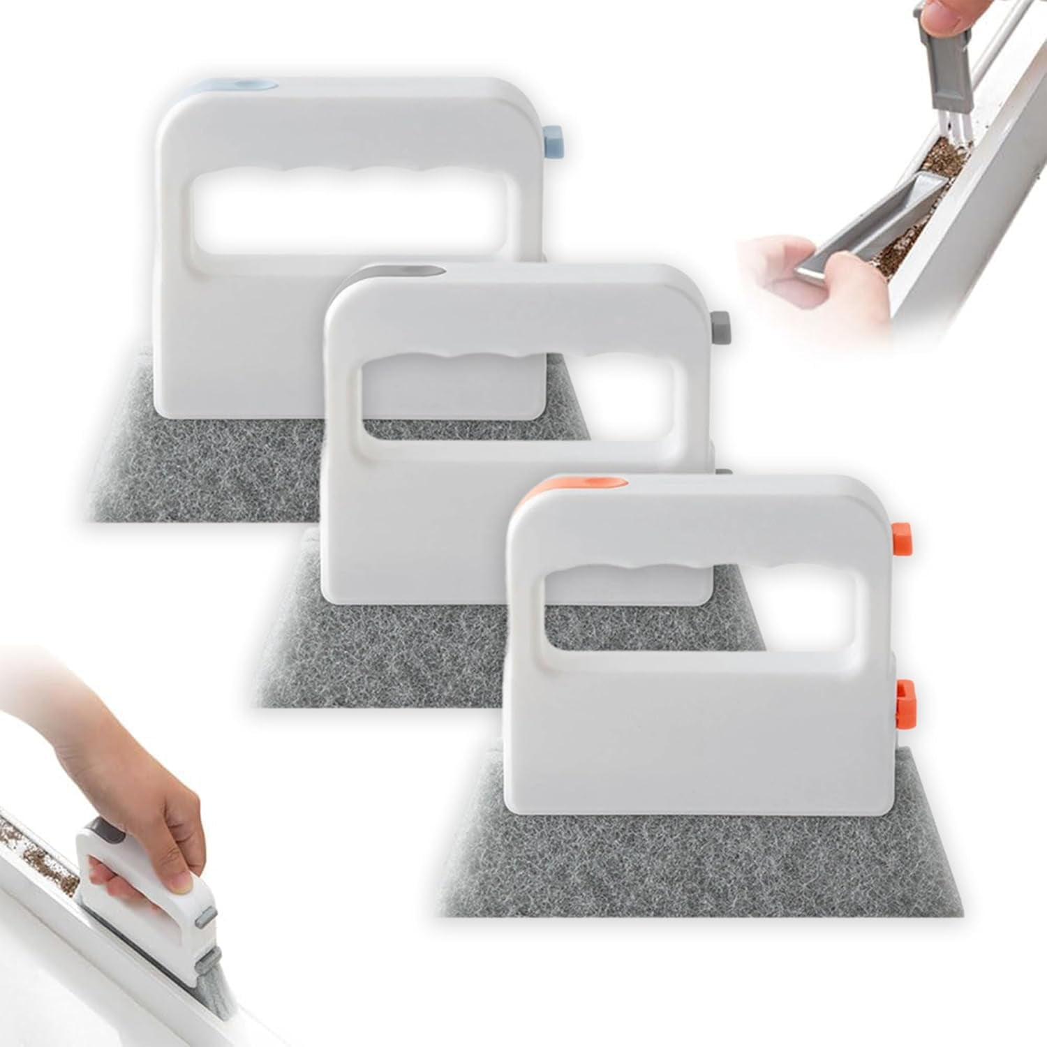 3-Pack Window & Door Track Cleaning Brushes – Ergonomic, Soft Bristles, Durable Handle For Dust & Debris In Sliding Tracks, Home Office & Outdoor Use