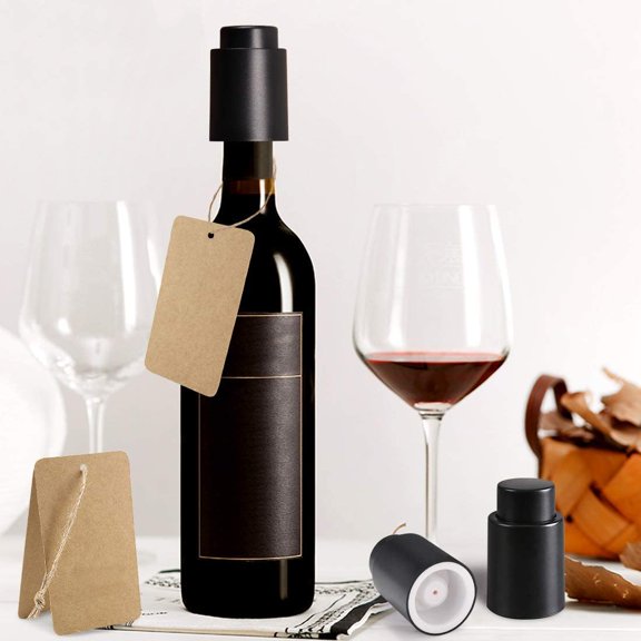 3pcs Wine Stopper Vacuum Sealer Pump Wine Bottle Saver Preserver and 3pcs Tag Labels with String Gift Accessories