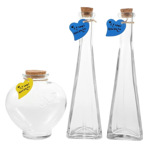 3pcs Wishing Bottle Glass Drift Bottle Ornament Wedding Sand Ceremony Bottles Wishing Drift Bottles Empty Sand Ceremony Jar Glass Storage Bottles
