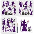 thumbnail image 1 of 3pcs Witch Stencils 11.8×11.8inch Witch on a Broom Stencil Template with Paint Brush Tomb Bat Magic Theme Drawing Stencil for DIY Projects Crafts Furniture Canvas Wall Decor DIY, 1 of 9
