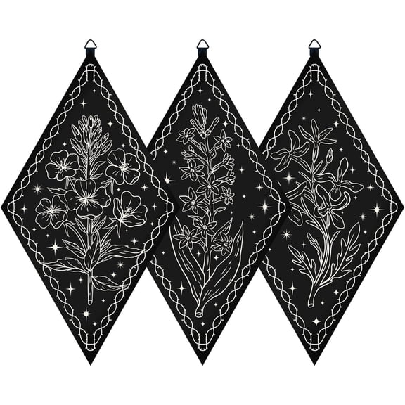 3pcs Witchy Herbs Wall Decor Minimalist Boho Wall Art Black Farmhouse Rustic Tarot Pendulum Gothic Hanging Sign Board Decoration DIY