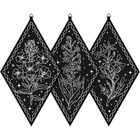 3pcs Witchy Herbs Wall Decor Minimalist Boho Wall Art Black Farmhouse Rustic Tarot Pendulum Gothic Hanging Sign Board Decoration for Home Bedroom Living Room Gallery 6.7 x 11.8in