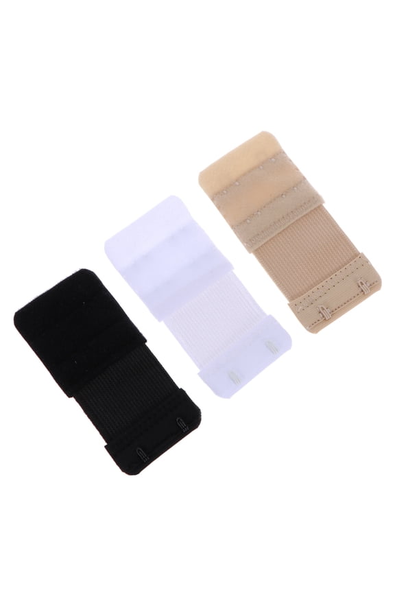3pcs Women's Elastic Bra Extenders 2-Hooks 2 Rows Extension Straps in Different Colors ( & White & Nude)