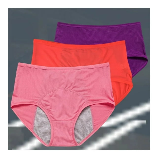 3pcs Women's Physiological Panties L-8XL Leak Proof Menstrual ...