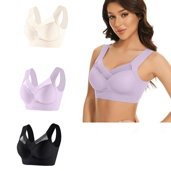 3pcs Womens Bras Seamless Comfort Comfy Shapewear Sports Stretch Crop Top Vest Support 2024 on Deal