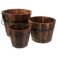 3pcs Wood Barrel Retro Flowerpot Flower Plant Pot Plant Container