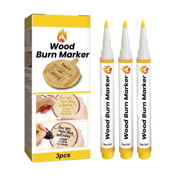 3pcs Wood Burn Marker Set, Easy-To-Use Wood Surface Design Marker, Smooth Wood Surface Burning Tool, DIY Wood Craft Burn Mark Marker for Small Wooden Signs & Art Patterns