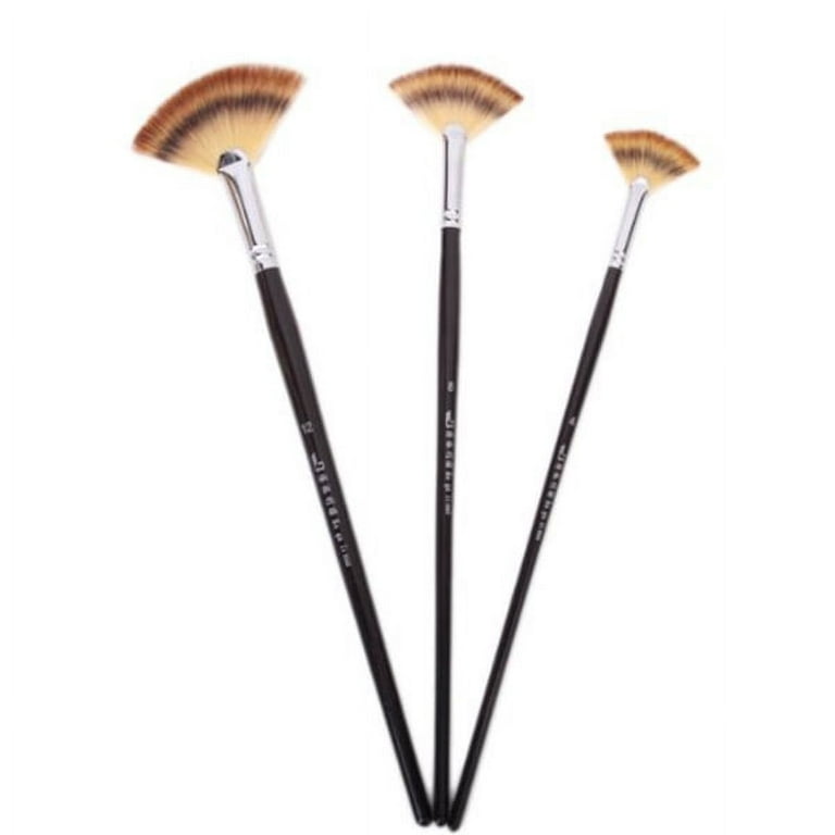 Yayiaclooher 3pcs Paint Brushes Wooden Artist Fan Brush Set for Oil Paint Brush Acrylic Paint