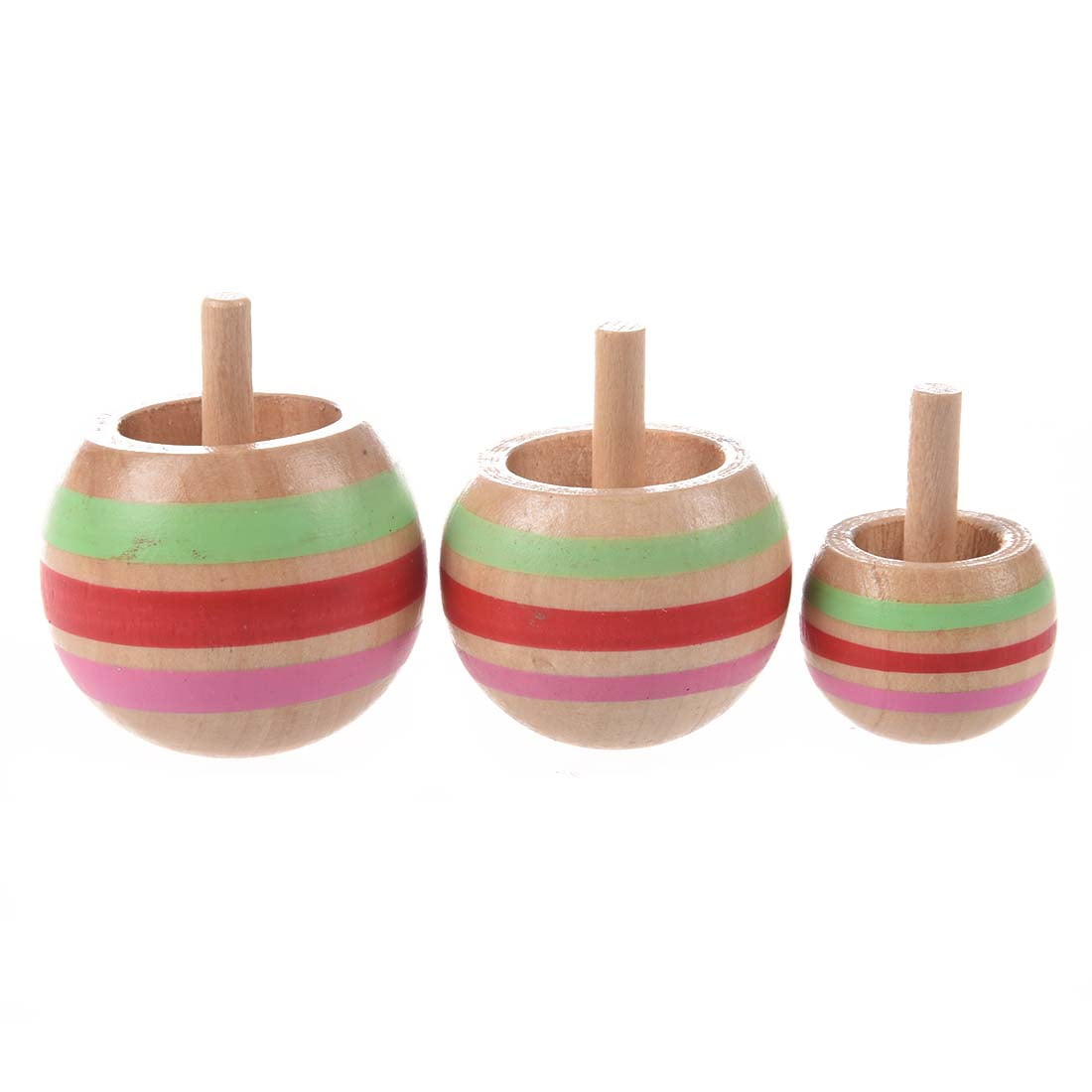 3pcs Wooden Colorful Spinning Top Kids Toy 3 Sizes for Children Above 3