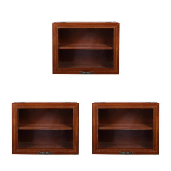 GOOHOCHY Storage Case Wood Brown For Tea Set Home Storage 3Pcs 11.79X9.04X3.93in