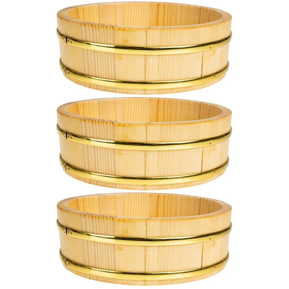 3pcs Wooden Food Bucket Bucket Restaurant Sushi Rice Mixing Container