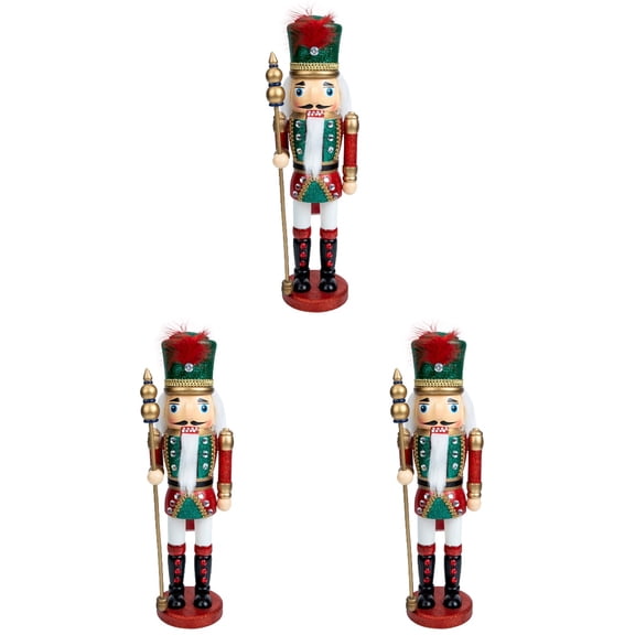 3pcs Wooden Soldier Model Nutcracker Figurine Xmas Nutcracker Adorn Desktop Nutcracker Decor