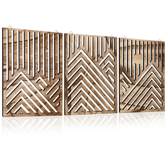 3pcs Wooden Wall Art, Mountain Decor Single Line Minimalist Decor Mountain Wall Art, Abstract Mountain Line Wood Wall Decor Hanging for Living Room Bedroom Bathroom Home Decor