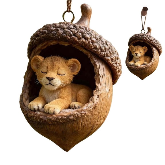 3pcs Woodland Forest Animal Christmas Ornaments, Cute Acorn & Pine Cone Figurines, 2D Acrylic Hanging Decorations for Christmas Tree, Cozy Nature-Inspired Home Decor