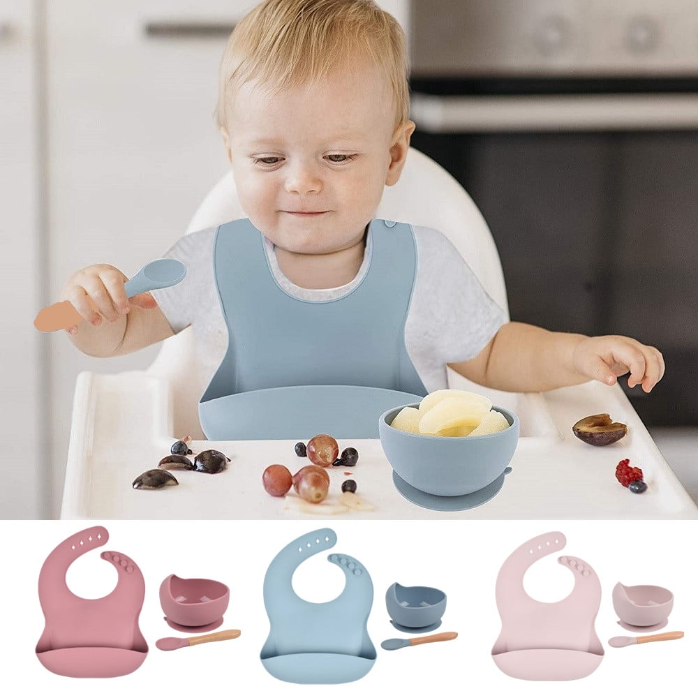  The Ivory Fern Silicone Baby Feeding Set, Baby Plates and Bowls  Set, Bib, Convertible Drinking, Snack Cups with Straw, Portable Baby Feeding  Supplies : Baby