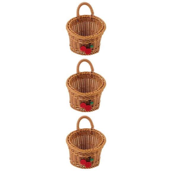3pcs Woven Storage Basket Wall Ginger Basket Garlic Container Egg Fruit Basket for Kitchen