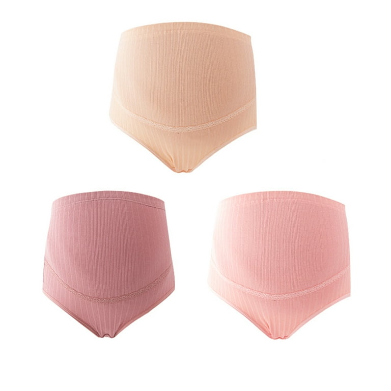 3pcs XL Cotton High Waist Adjustable Maternity Panties Splice Stomach Lift Nursing  Underwear for Pregnant Women (Pale Mauve Light Skin Color Pink) 