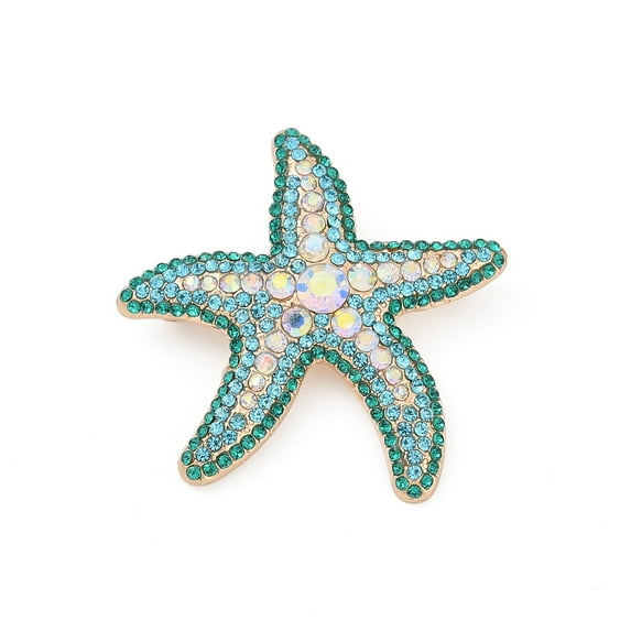 3pcs Zinc Alloy Rhinestone Brooch Starfish 43.5x45.5mm