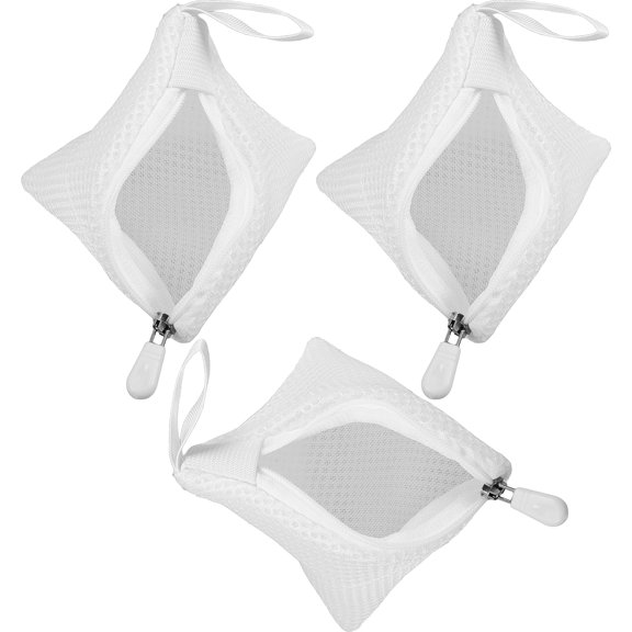 White Protective Laundry Mesh Bags for Washing Use Versatile Trainer Bag Set of 3 Polyester