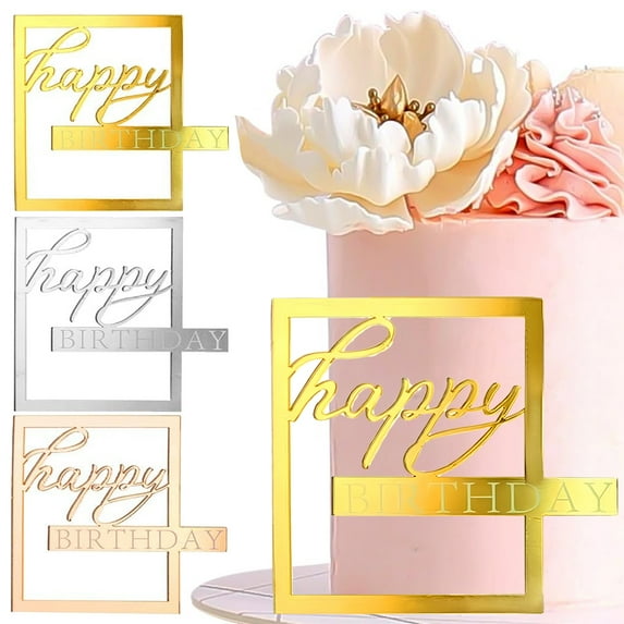 3pcs acrylic cake decoration - gold+silver+rose gold
