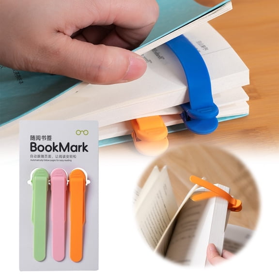 3pcs automatic bookmark,Silicone Bookmark,bookmarks for reading Unique Book Markers for Reading,Smart Book Clip Book Marks Reading Accessories Gifts