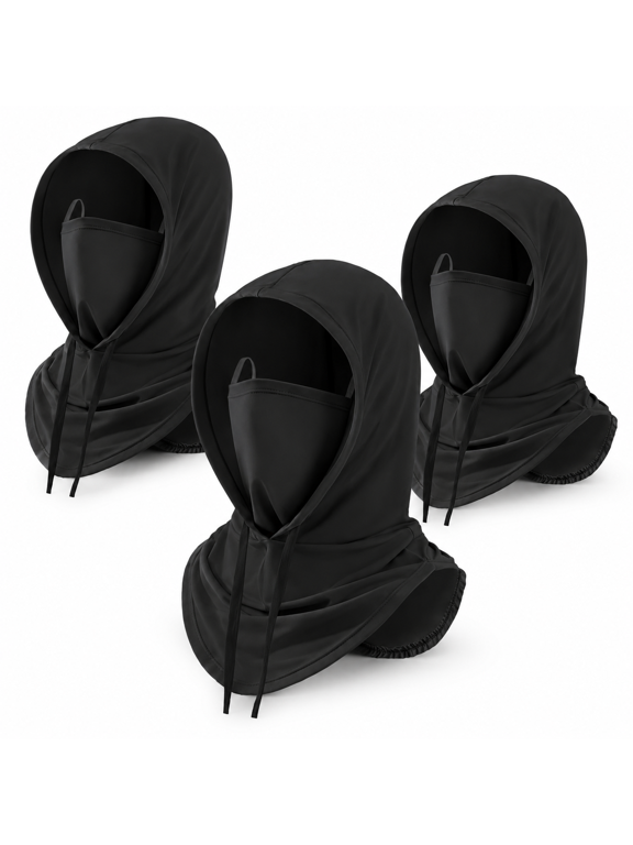 3pcs-black 3 Pack Balaclava Sun UV Protection Full Head Face Cover for Cycling Fishing