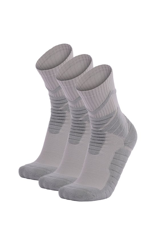 3pcs blue ball socks Actual combat men's socks thickened ball socks non-slip professional sports socks - Light grey