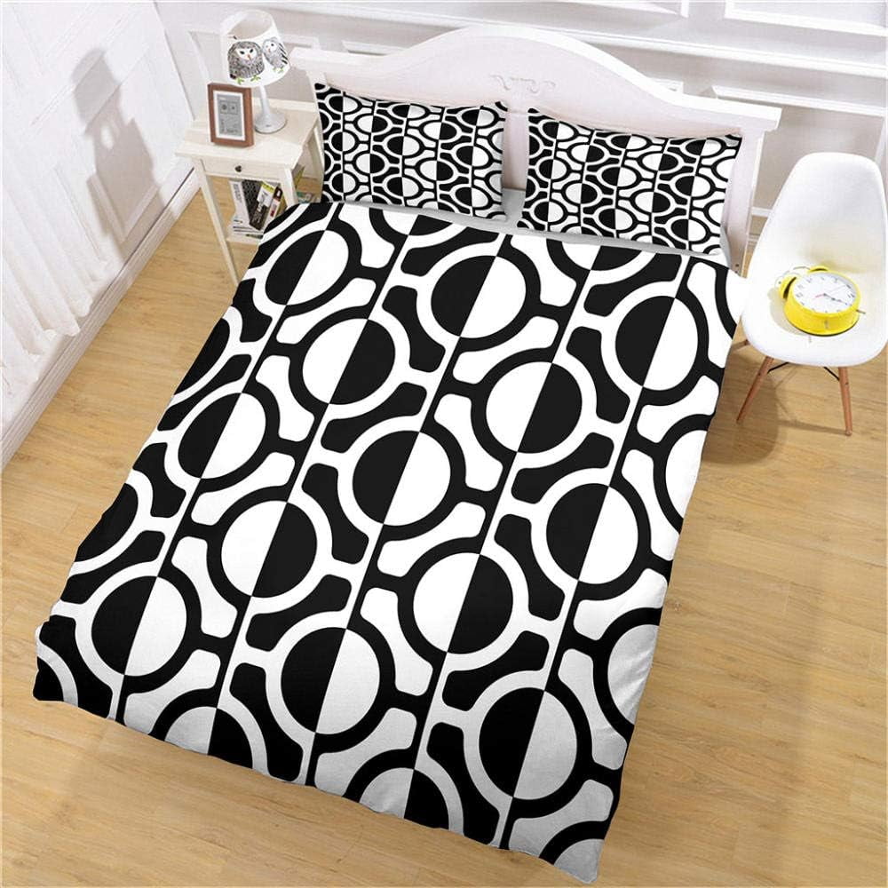 3pcs duvet cover set, 3D White Black, 100 microfiber, King