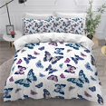3pcs duvet cover set, Dream Blue White Butterfly, 100 microfiber