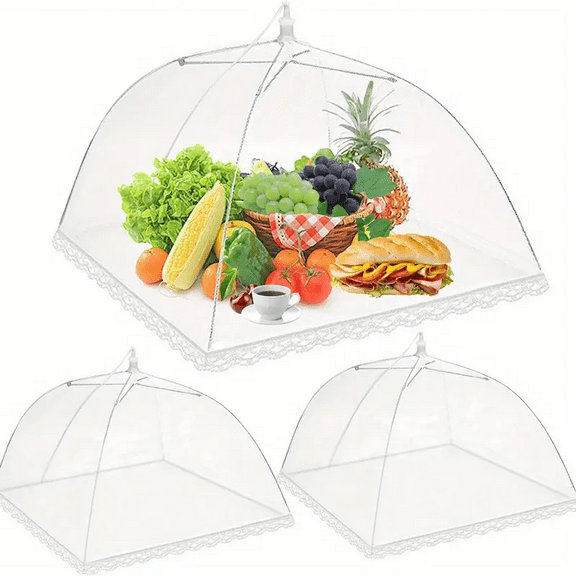 3pcs food nets, 12 inches pop-up foldable food protection nets for shielding against flies, bed bugs, and mosquitoes