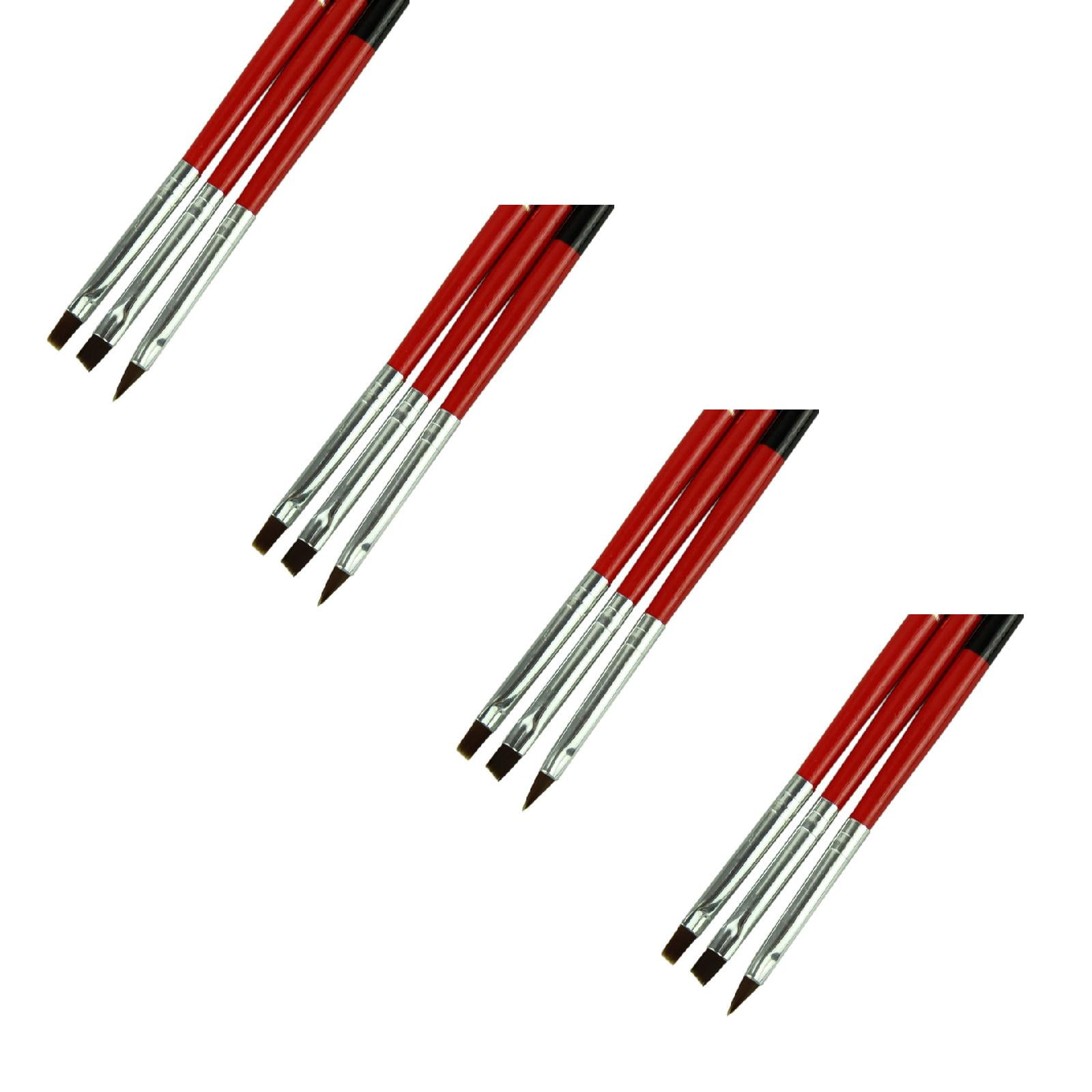 3pcs/lot Red Soft and Pen Brushes Tool Set 12 Acrylic Nail Brush Hand