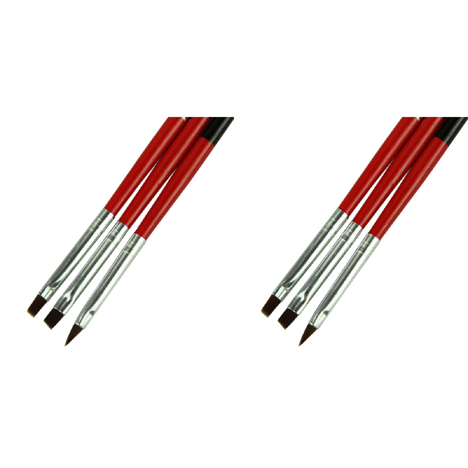 3pcs/lot Red Soft and Pen Brushes Tool Set 2PCS Nail Clean up Brush