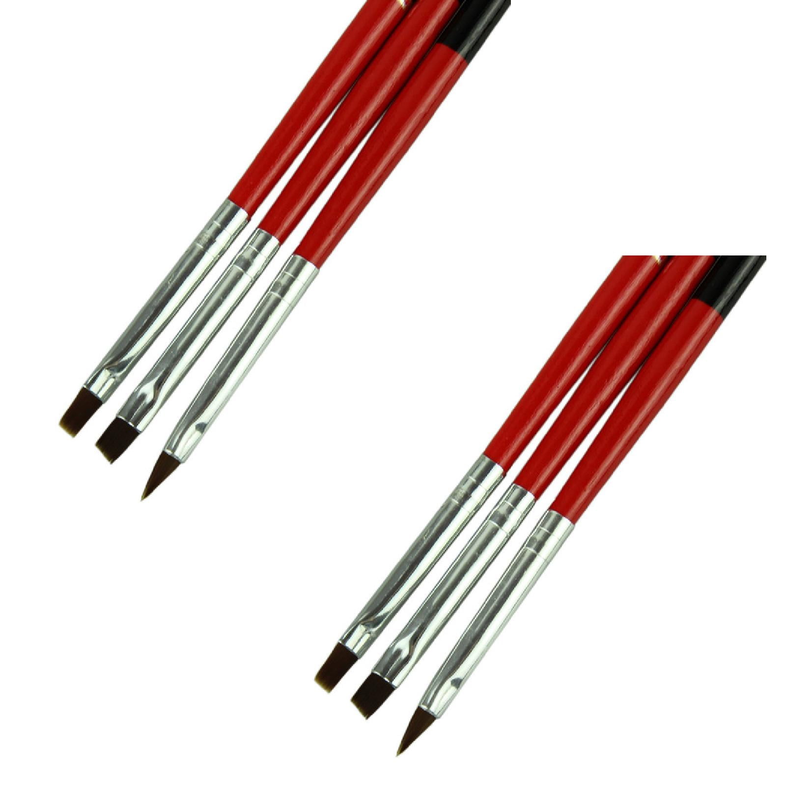 3pcs/lot Red Soft and Pen Brushes Tool Set Finger Nail Brush for Hand