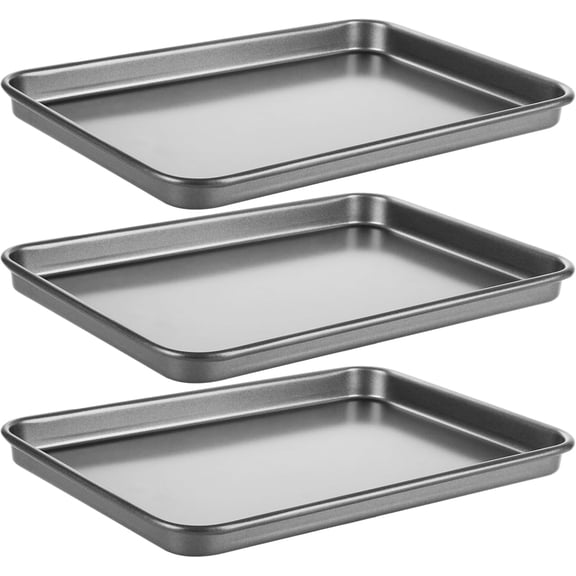 3pcs non-stick baking pan, 9x 13 inch oven baking pan, gray carbon steel biscuit cake brownie lasagna casserole bread