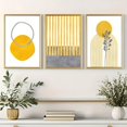 thumbnail image 1 of 3pcs of mustard yellow and gray geometric abstract art, modern floral art, living room, bar, home and dormitory wall decorations, frameless, 1 of 4