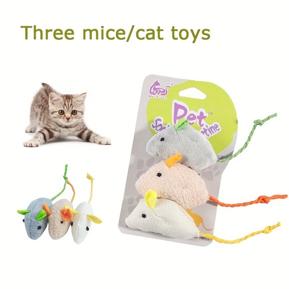 3pcs/pcak Plush Simulation Tail Small Mouse Cat Toy Interactive Toy Cat Toys