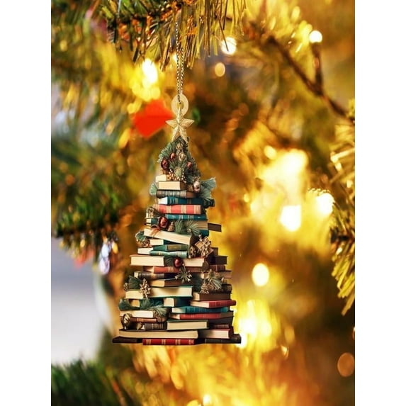3pcs personalized gifts for book lovers, book lover's tree ornament, acrylic tree ornament gift for her librarian, 2024 christmas ornaments, book club gift