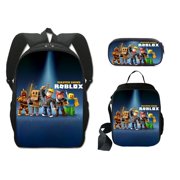 HUIJIN 3pcs roblox school bag roblox peripheral polyester single-layer pencil bag lunch bag backpack set