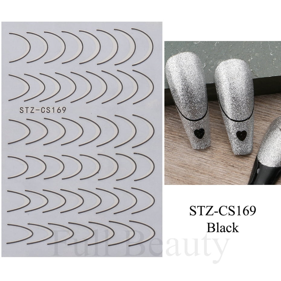 3pcs/set 3D Simple Lines Nail Stickers Rose Gold Metal Stripe Letters Decals Curve Gel Nails Art Sliders Polish Manicure Decor