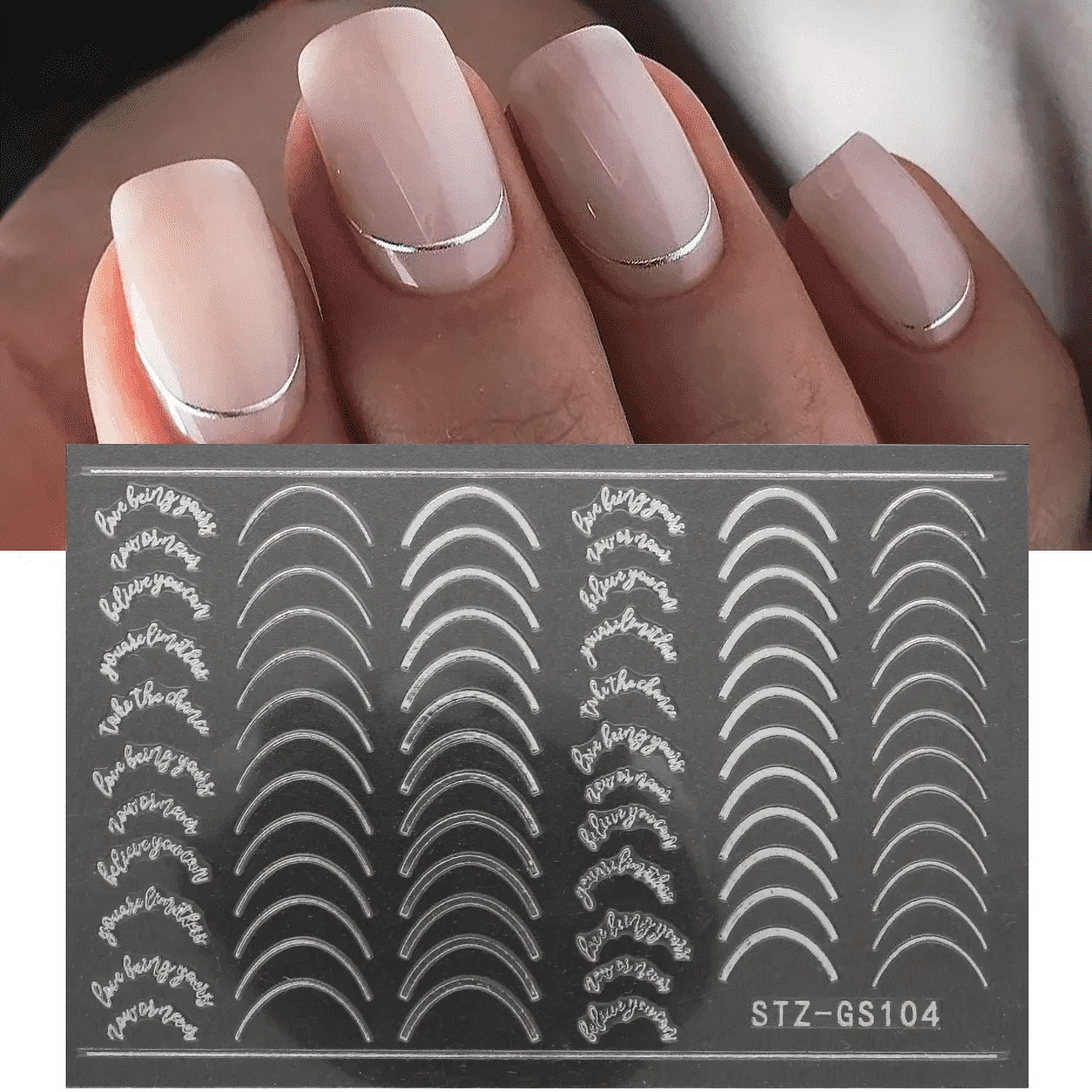 3pcs/set 3D Simple Lines Nail Stickers Rose Gold Metal Stripe Letters Decals Curve Gel Nails Art Sliders Polish Manicure Decor