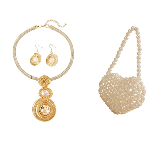 3pcs/set ABS Pearl Transporting Pearl Necklaces Earrings Pearl Phones Cosmetics Bags For Bars Parties Leisure Travel Accessories