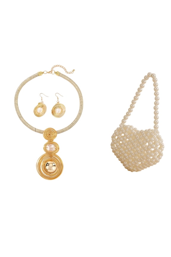 3pcs/set ABS Pearl Transporting Pearl Necklaces Earrings Pearl Phones Cosmetics Bags For Bars Parties Leisure Travel Accessories